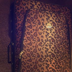 Cheetah print suitcase